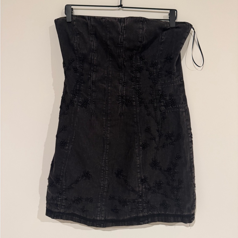 Free People Elegant Black Strapless Mini Dress